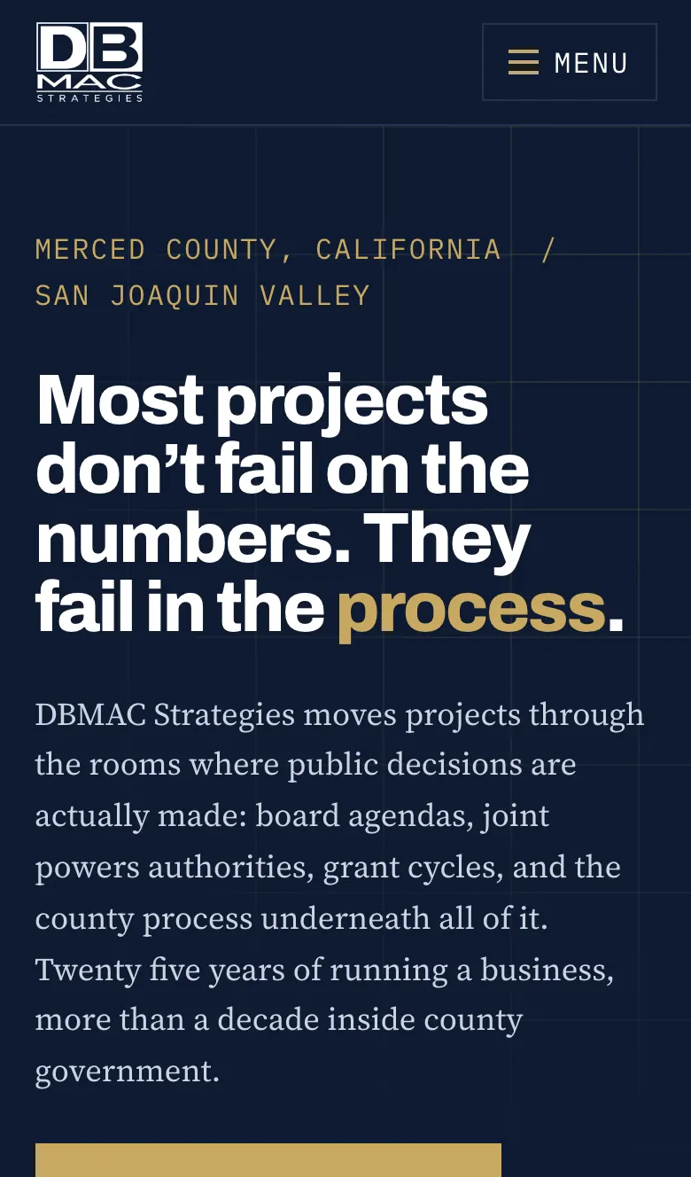 The DBMAC home page on a phone, captured October 15, 2026