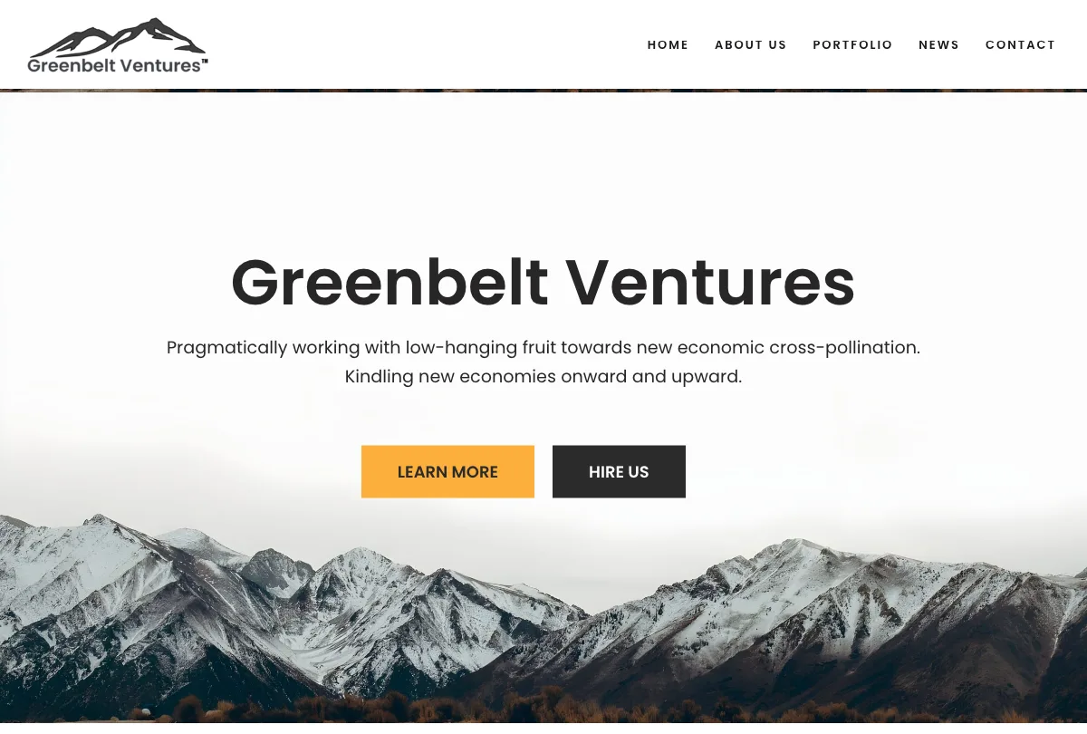 The previous Greenbelt Ventures home page