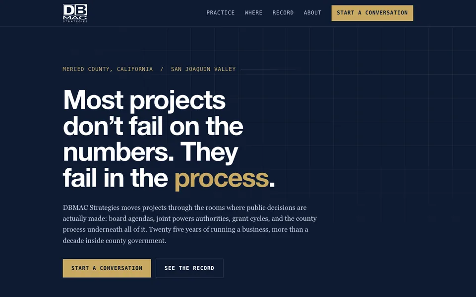 Screenshot of the DBMAC Strategies website
