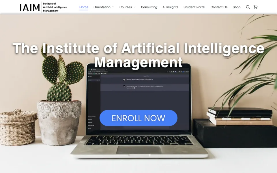 Screenshot of the The Institute of Artificial Intelligence Management website